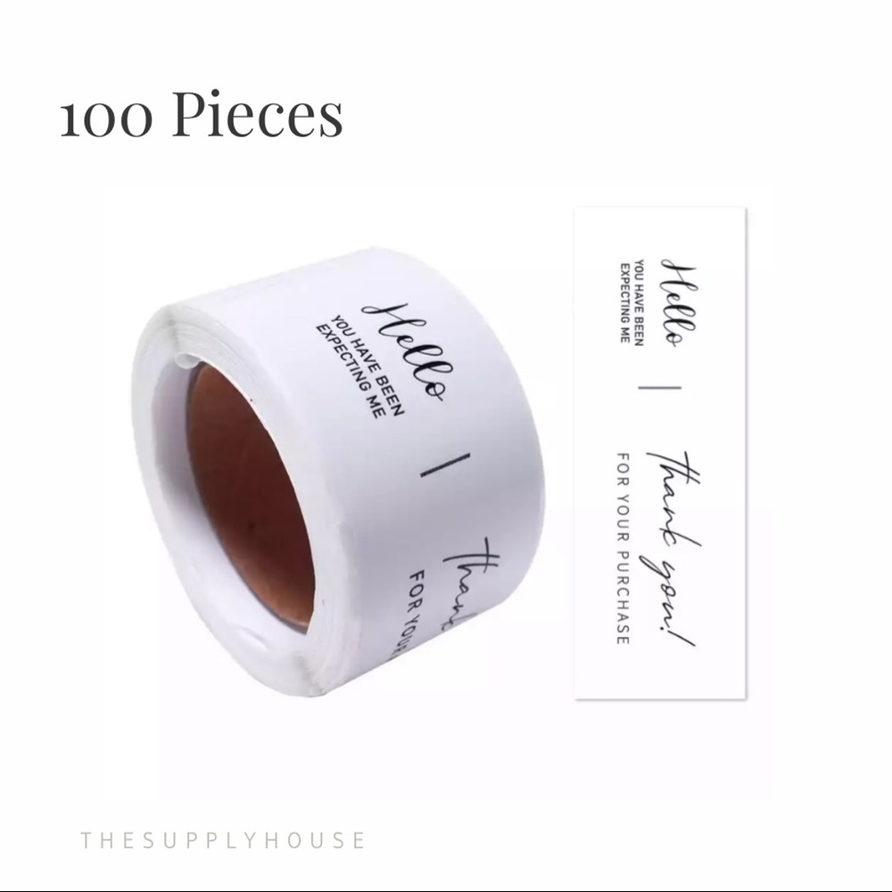Box Seal Packaging Labels. Rectangle Thank You Stickers. 100 Pieces.